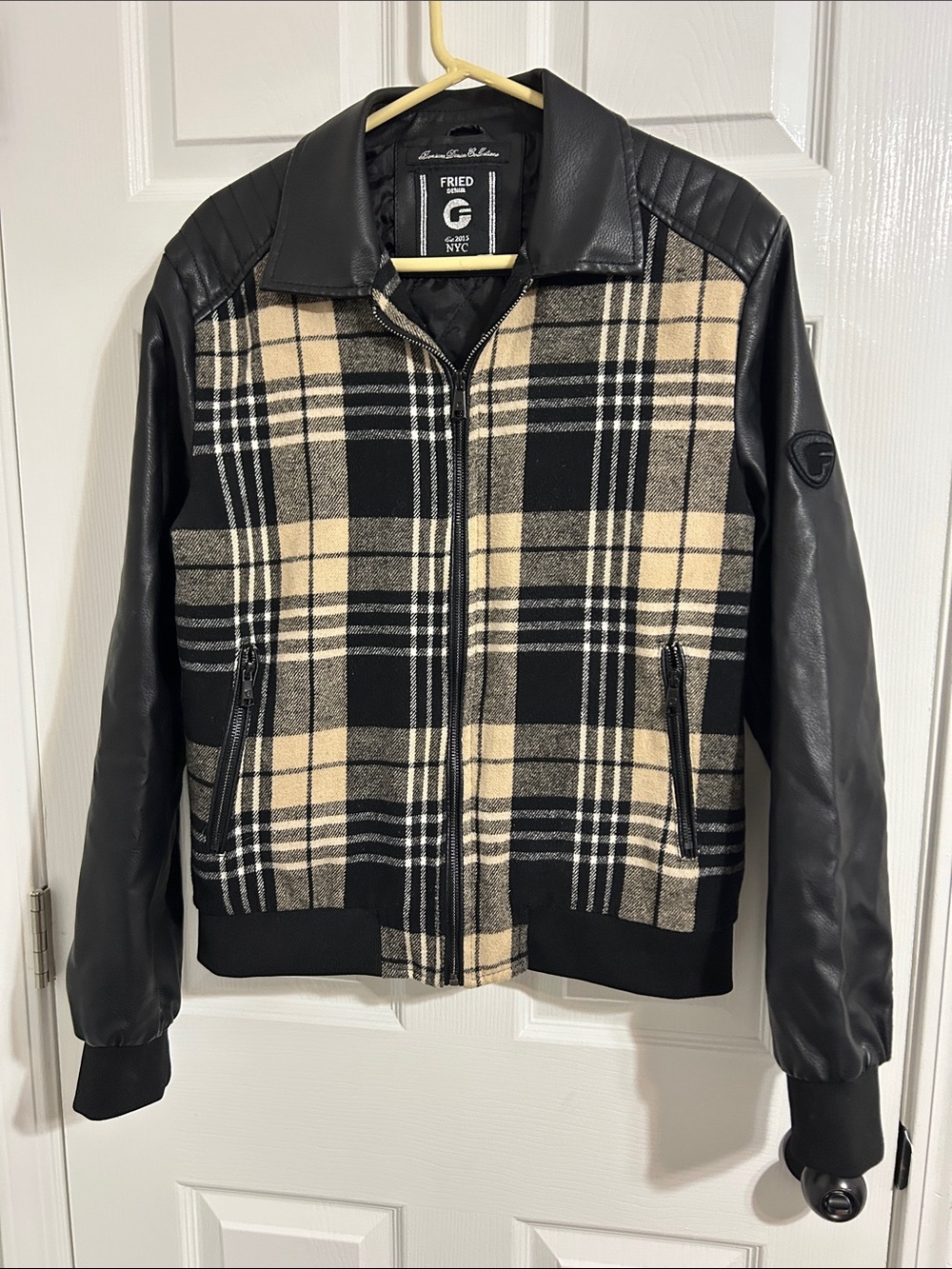 Fried NYC Black & Tan Plaid Bomber Jacket